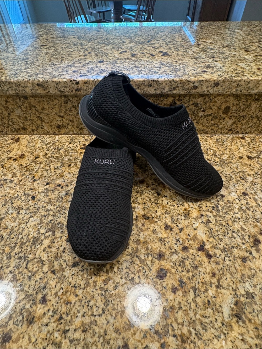 Kuru Stride Slip On Knit Comfort Walking Shoes Black Women's Size 8.5 Orthopedic